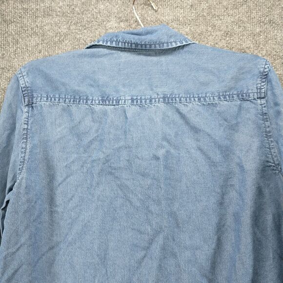 Lola River Women's Button Front Shirt Blue Small Chambray Long Sleeve Pocket - Picture 6 of 12
